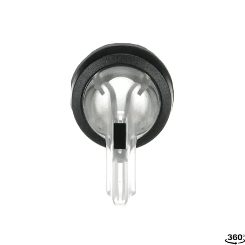 Modular Selector Switch - 3-Pos Maintained/Momentary, B and C fixed, spring return from A to B - Long handle - Clear - Illuminated - Black plastic - No contact block