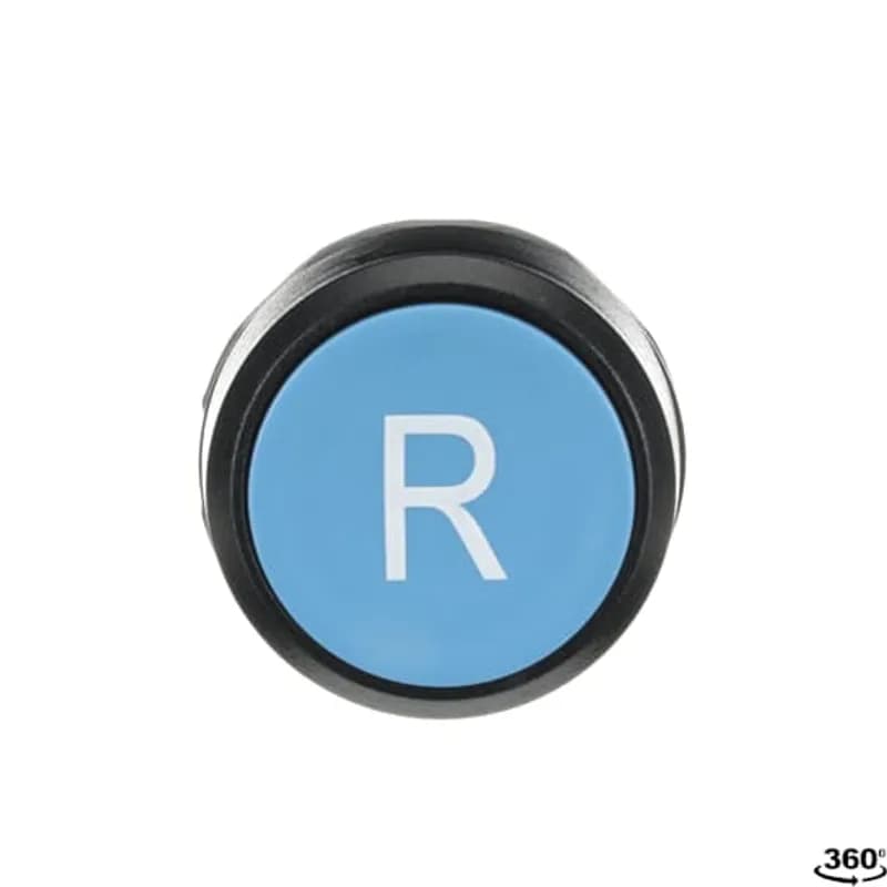 Modular Reset Pushbutton - Momentary - Flush - Blue - Non-illuminated - Black Plastic - Text/symbol: R