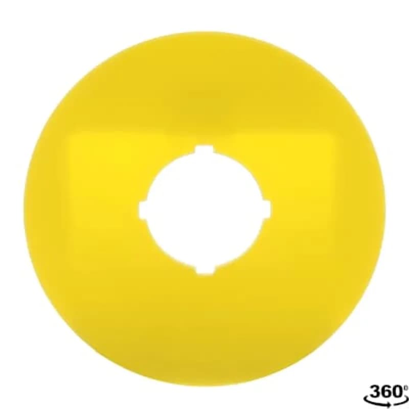 ABB - Electrification 1SFA616915R1038 - 70 mm diameter legend plate for emergency stop. Black text on yellow plastic without text