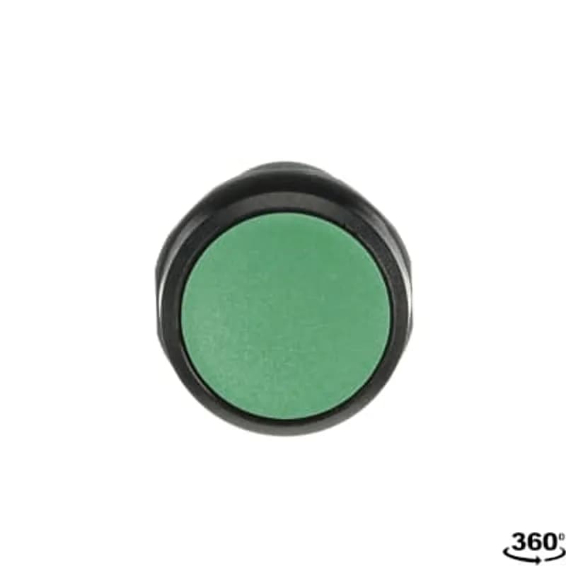 Compact Pushbutton - Momentary - Flush - Green - Non-illuminated - Black plastic - 1NO