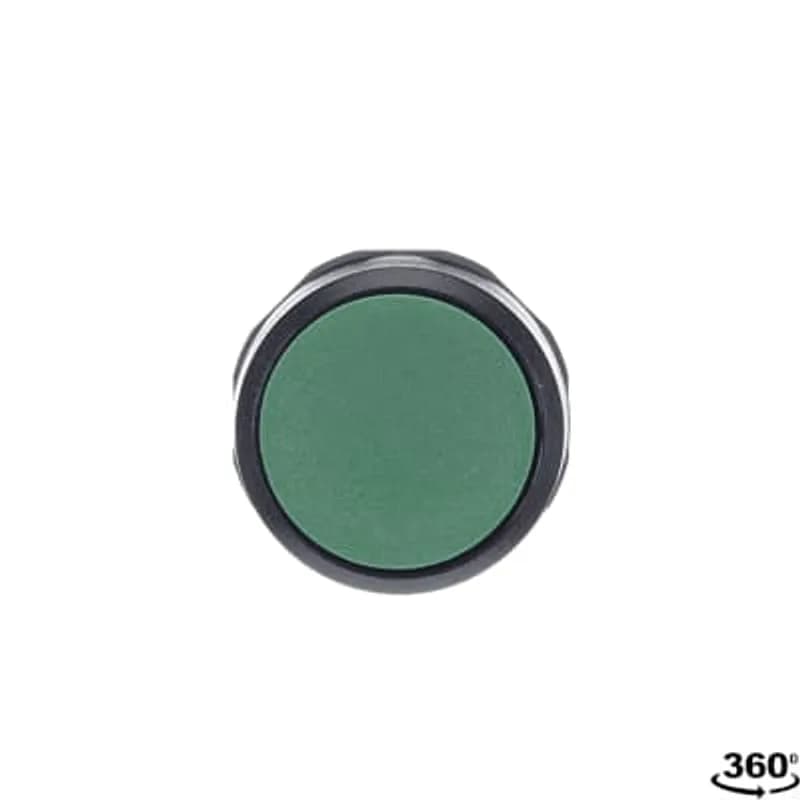 Compact Pushbutton - Momentary - Flush - Green - Non-illuminated - Black plastic - 2NO