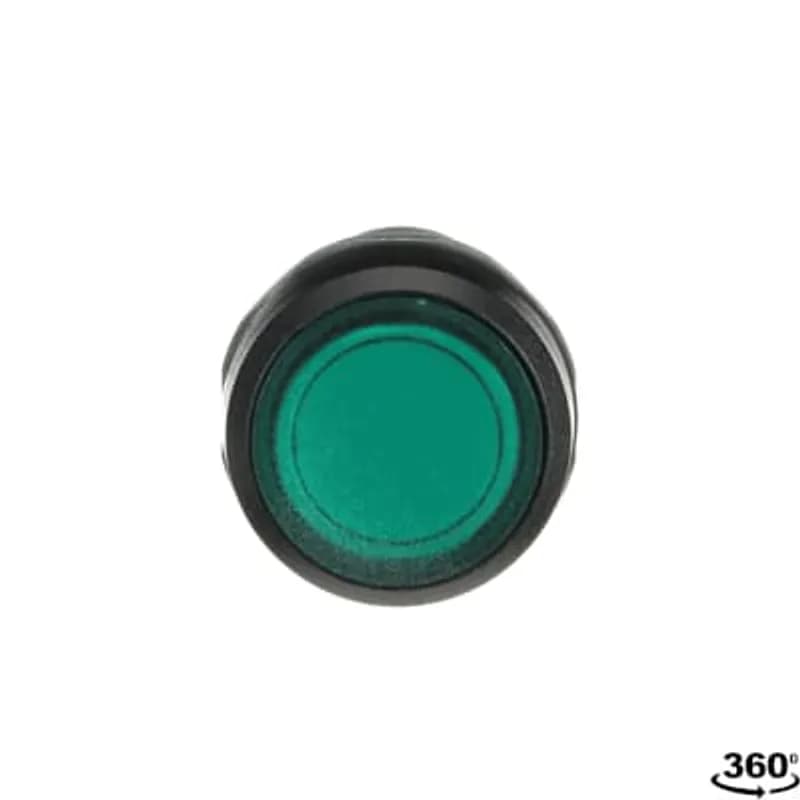 Compact Pushbutton - Momentary - Flush - Green - Illuminated - Black plastic - 1NO