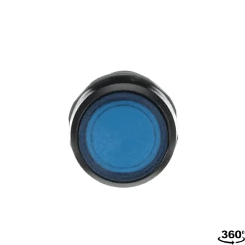 Compact Pushbutton - Momentary - Flush - Blue - Illuminated - Black plastic - 1NO - 110-130V AC/DC