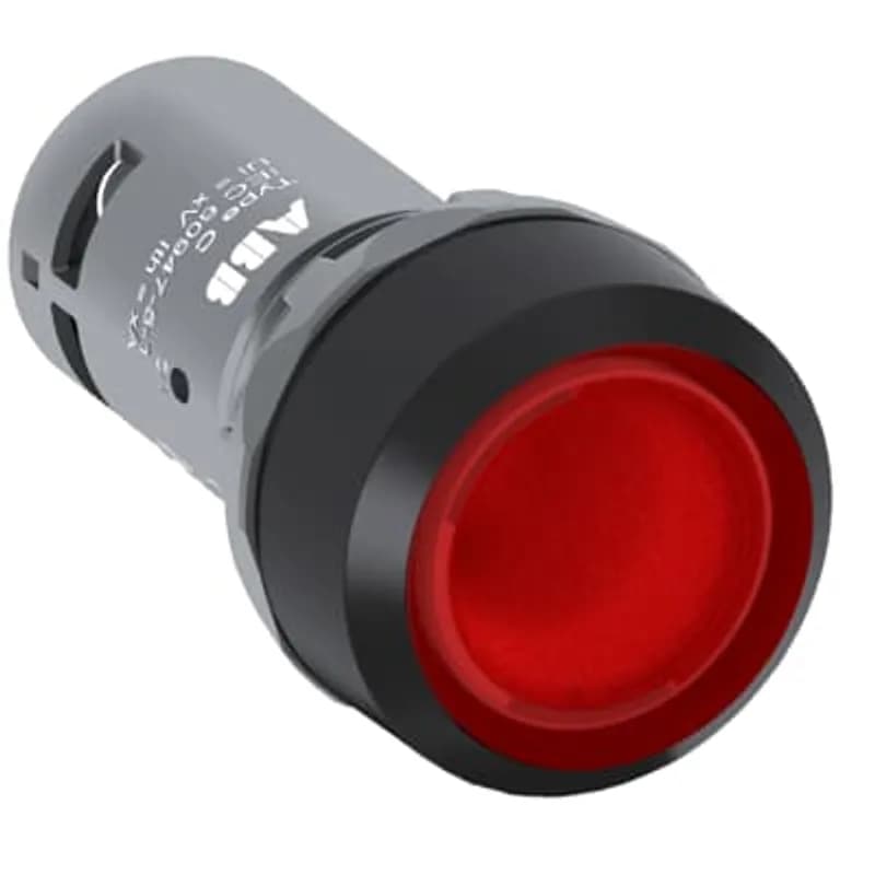Compact Pushbutton - Momentary - Flush - Red - Illuminated - Black plastic - 1NC