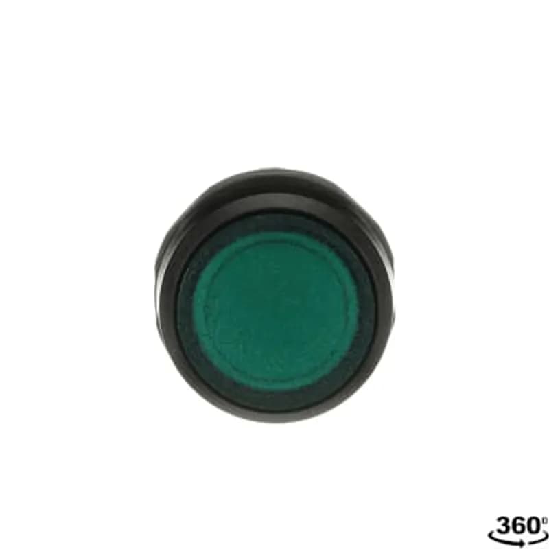 Compact Pushbutton - Maintained - Flush - Green - Illuminated - Black plastic - 1NO