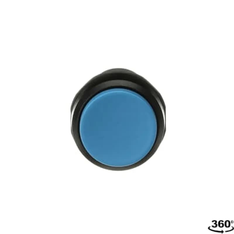 Compact Pushbutton - Momentary - Extended - Blue - Non-illuminated - Black plastic - 1NO