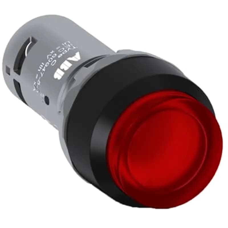 ABB - Electrification CP3-12R-10 - Compact Pushbutton - Momentary - Extended - Red - Illuminated - Black plastic - 1NO