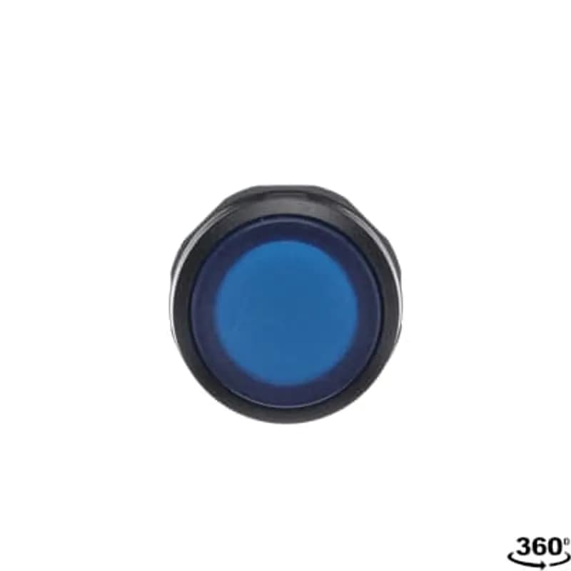 Compact Pushbutton - Momentary - Extended - Blue - Illuminated - Black plastic - 1NO - 24V AC/DC