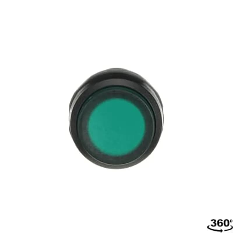 Compact Pushbutton - Maintained - Extended - Green - Illuminated - Black plastic - 1NO