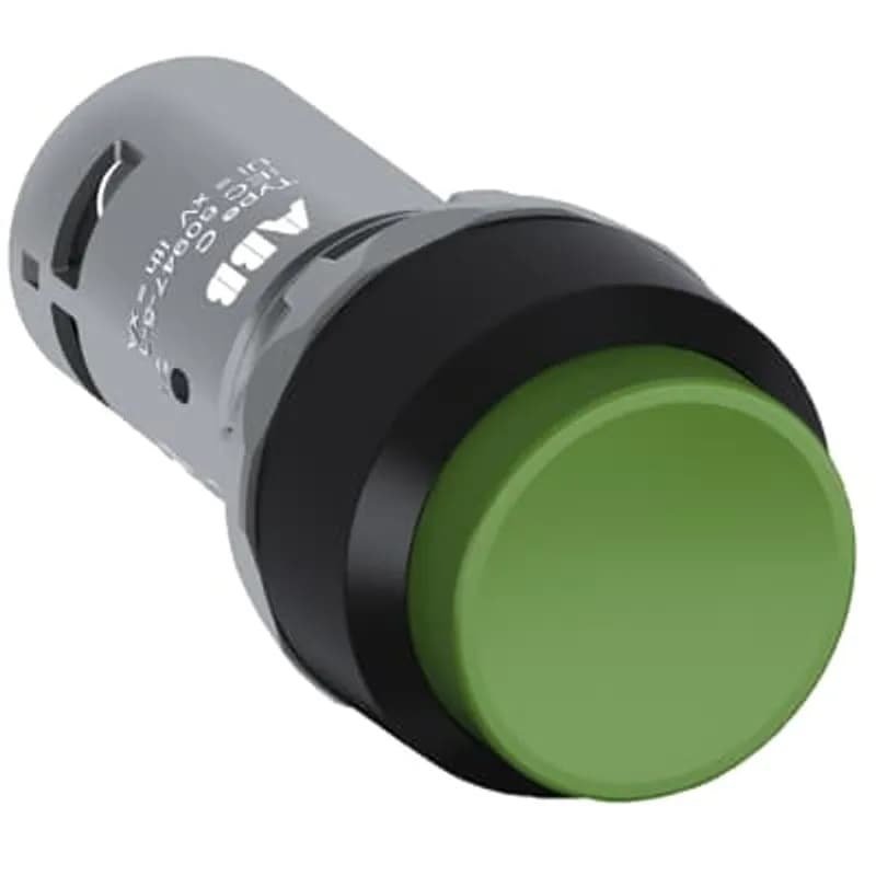 Compact Pushbutton - Maintained - Extended - Green - Non-illuminated - Black plastic - 1NO