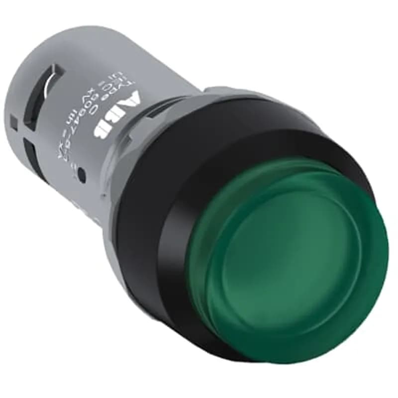 Compact Pushbutton - Maintained - Extended - Green - Illuminated - Black plastic - 1NO
