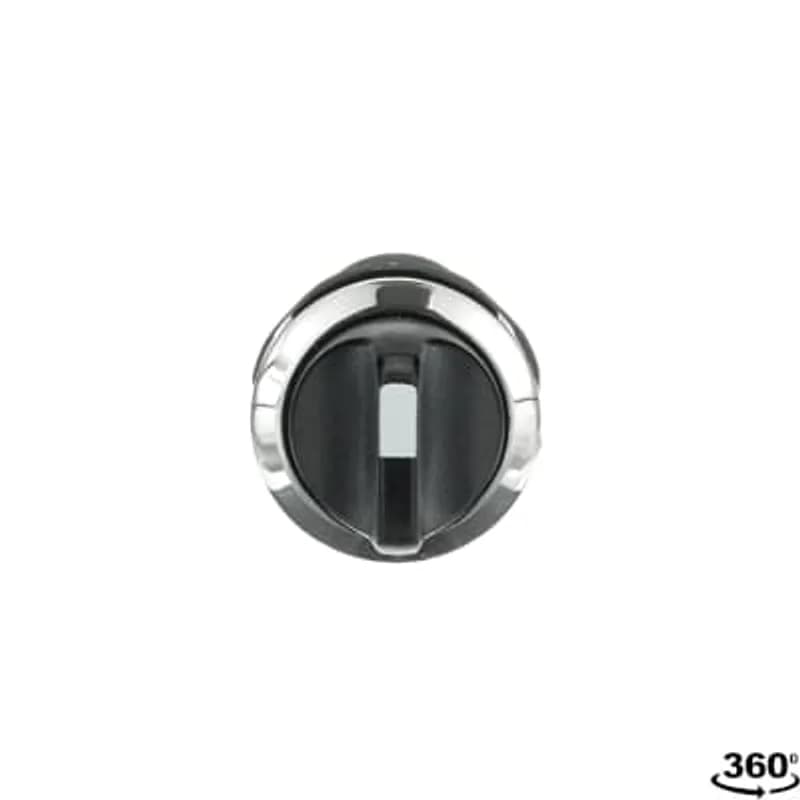 Compact Selector Switch - 2-pos Fixed B&C - Short handle - Black - Non-illuminated - Chrome metal - 2NO