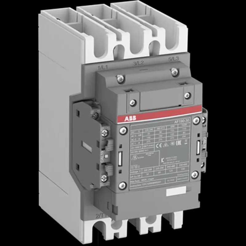 ABB - Electrification AF190-30-22-12 - A 3-phase Contactor suitable for various applications such as Motor starting, Isolation, By-pass and Distribution application up to max 1000 V. Operated with wide control voltage range 48-130 V, 50/60 Hz and DC