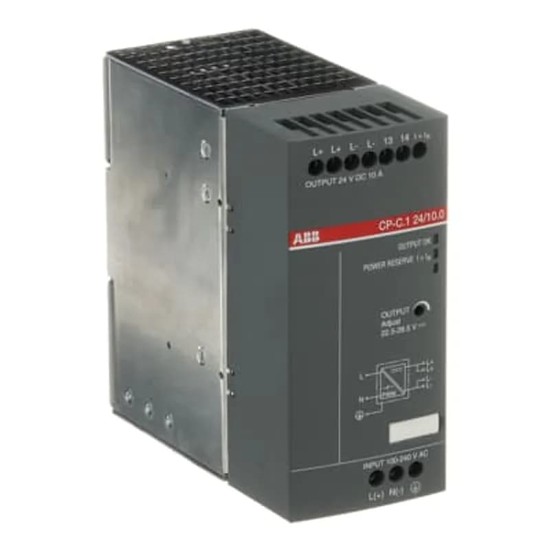 The CP-C.1 24/10.0 is a power supply from the CP-C.1 range. The primary switch mode power supply offers a wide range input of 85-264 V AC and 90-300 V DC, rated input voltage is 110-240 V AC. The rated output power is 240 W, rated output current is 10 A at an output voltage of 24 V DC. The output voltage is adjustable within a range of 22.5 to 28.5 V DC. The power supply provides a U/I output characteristic with a power reserve of up to 50 % and allows parallel operation to increase capacity and to enable redundancy. Further features are: power factor correction acc. to EN 61000-3-2. Redundancy unit and buffer modules are available as accessories.