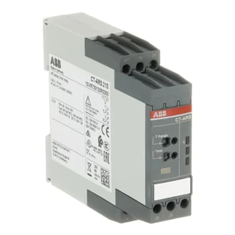 The CT-ARS.21S is a single-function electronic time relay from the CT-S timer range. It provides an OFF-delay (true delay on break) function without auxiliary voltage and with 10 time ranges from 0.05 s to 300 h. This time relay operates with a rated control supply voltage of 24 - 240 V AC / DC and has a 2 c/o (SPDT) output with contacts rated at 250 V / 4 A. A sealable transparent cover for protection against unauthorized changes is available as accessory. The device offers screw connection technology with double-chamber cage connection terminals.