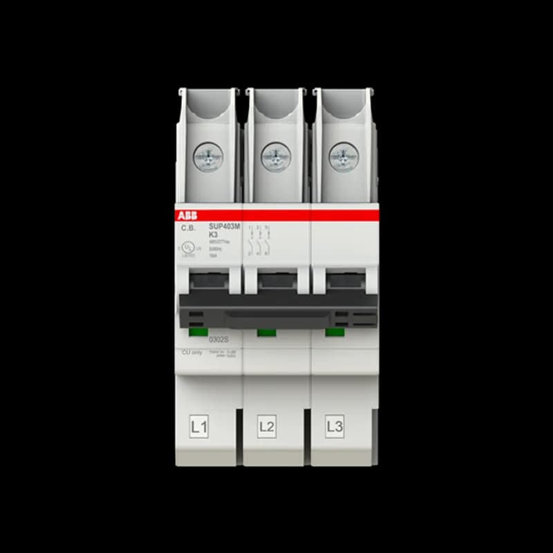 ABB - Electrification SUP403M-K3 - Pluggable Miniature circuit-breaker for the SMISSLINE TP System acc. UL489 in 277/480 VAC systems, Tripping characteristic K, Rated current In 3A