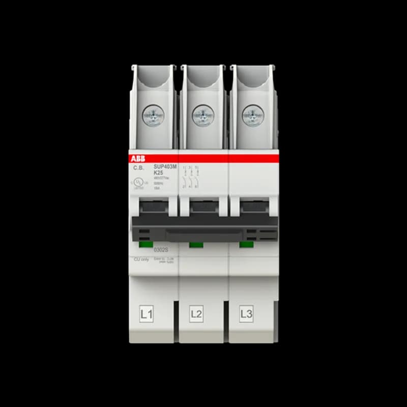 ABB - Electrification SUP403M-K25 - Pluggable Miniature circuit-breaker for the SMISSLINE TP System acc. UL489 in 277/480 VAC systems, Tripping characteristic K, Rated current In 25A