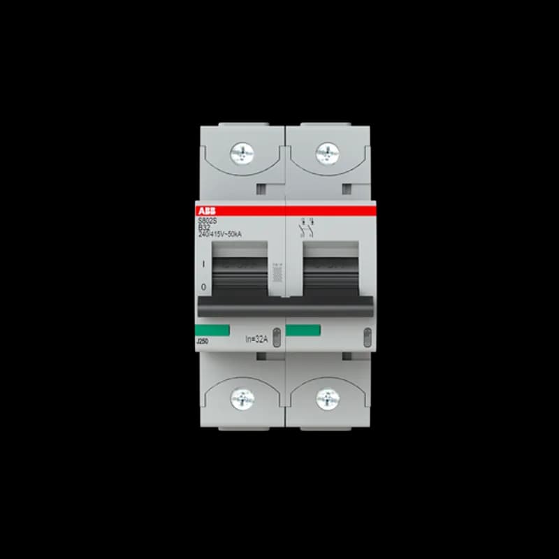 The S802S-B32 is a 2-pole High Performance Circuit breaker with B-characteristic, with cage terminal and a rated current of 32 A. It is a current limiting device with a maximum breaking capacity of 50kA at 240/415V. It can be used for voltages up to 400/690V and in DC as well. It has two different tripping mechanisms, the thermal tripping mechanism for overload protection and the electromechanic tripping mechanism for short circuit protection. The S802S-B32 complies with IEC/EN 60898-1 and IEC/EN 60947-2 and allows the use for residential, commercial and industrial applications. It has numerous of approvals, therefore it can be used worldwide. The extensive range of accessory makes the use of S802S-B32 more comfortable. Due to the fast arc extinction of S802S-B32 your application will be secured.