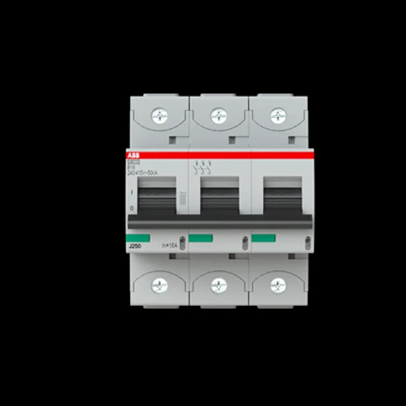The S803S-B16 is a 3-pole High Performance Circuit breaker with B-characteristic, with cage terminal and a rated current of 16 A. It is a current limiting device with a maximum breaking capacity of 50kA at 240/415V. It can be used for voltages up to 400/690V and in DC as well. It has two different tripping mechanisms, the thermal tripping mechanism for overload protection and the electromechanic tripping mechanism for short circuit protection. The S803S-B16 complies with IEC/EN 60898-1 and IEC/EN 60947-2 and allows the use for residential, commercial and industrial applications. It has numerous of approvals, therefore it can be used worldwide. The extensive range of accessory makes the use of S803S-B16 more comfortable. Due to the fast arc extinction of S803S-B16 your application will be secured.