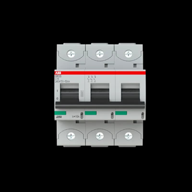 The S803S-C16 is a 3-pole High Performance Circuit breaker with C-characteristic, with cage terminal and a rated current of 16 A. It is a current limiting device with a maximum breaking capacity of 50kA at 240/415V. It can be used for voltages up to 400/690V and in DC as well. It has two different tripping mechanisms, the thermal tripping mechanism for overload protection and the electromechanic tripping mechanism for short circuit protection. The S803S-C16 complies with IEC/EN 60898-1 and IEC/EN 60947-2 and allows the use for residential, commercial and industrial applications. It has numerous of approvals, therefore it can be used worldwide. The extensive range of accessory makes the use of S803S-C16 more comfortable. Due to the fast arc extinction of S803S-C16 your application will be secured.