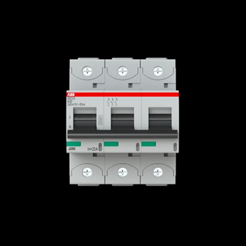 The S803S-K20 is a 3-pole High Performance Circuit breaker with K-Characteristic, with cage terminal and a rated current of 20 A. It is a current limiting device with a maximum breaking capacity of 50kA at 240/415V. It can be used for voltages up to 400/690V and in DC as well. It has two different tripping mechanisms, the thermal tripping mechanism for overload protection and the electromechanic tripping mechanism for short circuit protection. The S803S-K20 complies with IEC/EN 60898-1 and IEC/EN 60947-2 and allows the use for residential, commercial and industrial applications. It has numerous of approvals, therefore it can be used worldwide. The extensive range of accessory makes the use of S803S-K20 more comfortable. Due to the fast arc extinction of S803S-K20 your application will be secured.