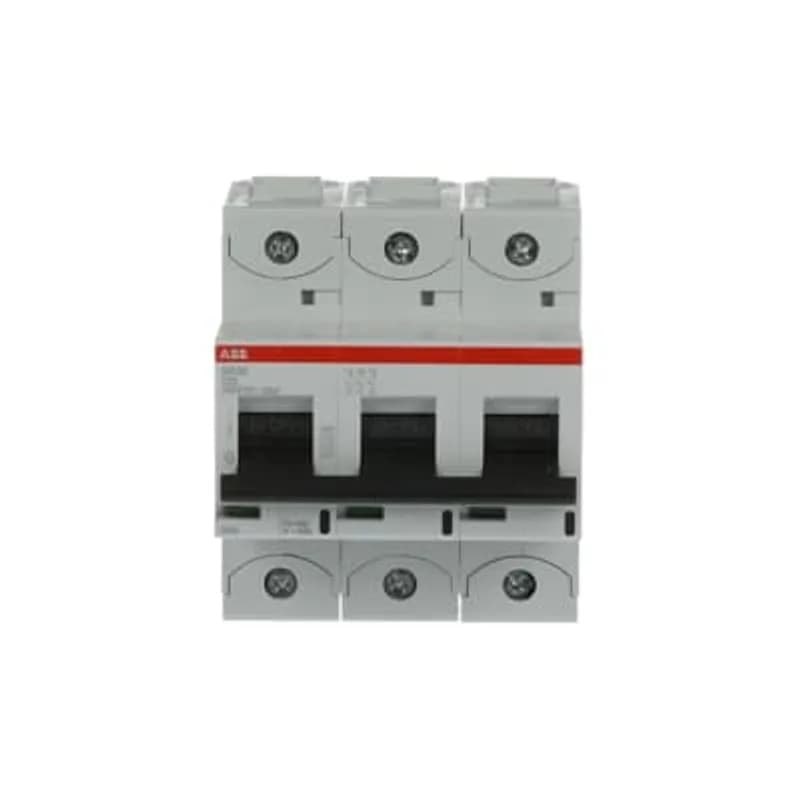 The S803S-C63 is a 3-pole High Performance Circuit breaker with C-characteristic, with cage terminal and a rated current of 63 A. It is a current limiting device with a maximum breaking capacity of 50kA at 240/415V. It can be used for voltages up to 400/690V and in DC as well. It has two different tripping mechanisms, the thermal tripping mechanism for overload protection and the electromechanic tripping mechanism for short circuit protection. The S803S-C63 complies with IEC/EN 60898-1 and IEC/EN 60947-2 and allows the use for residential, commercial and industrial applications. It has numerous of approvals, therefore it can be used worldwide. The extensive range of accessory makes the use of S803S-C63 more comfortable. Due to the fast arc extinction of S803S-C63 your application will be secured.