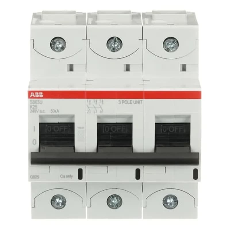 S803U-K25 3 Pole K Characteristic 25A 50kA 240/415VAC High Performance Circuit Breaker HPCB