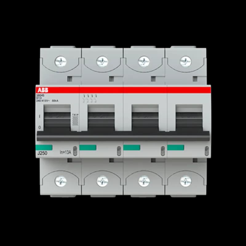 The S804S-D13 is a 4-pole High Performance Circuit breaker with D-Characteristic, with cage terminal and a rated current of 6 A. It is a current limiting device with a maximum breaking capacity of 50kA at 240/415V. It can be used for voltages up to 400/690V and in DC as well. It has two different tripping mechanisms, the thermal tripping mechanism for overload protection and the electromechanic tripping mechanism for short circuit protection. The S804S-D13 complies with IEC/EN 60898-1 and IEC/EN 60947-2 and allows the use for residential, commercial and industrial applications. It has numerous of approvals, therefore it can be used worldwide. The extensive range of accessory makes the use of S804S-D13 more comfortable. Due to the fast arc extinction of S804S-D13 your application will be secured.