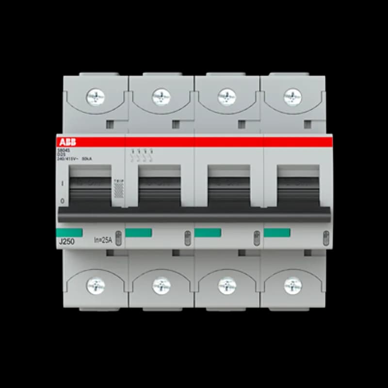 The S804S-D25 is a 4-pole High Performance Circuit breaker with D-Characteristic, with cage terminal and a rated current of 25 A. It is a current limiting device with a maximum breaking capacity of 50kA at 240/415V. It can be used for voltages up to 400/690V and in DC as well. It has two different tripping mechanisms, the thermal tripping mechanism for overload protection and the electromechanic tripping mechanism for short circuit protection. The S804S-D25 complies with IEC/EN 60898-1 and IEC/EN 60947-2 and allows the use for residential, commercial and industrial applications. It has numerous of approvals, therefore it can be used worldwide. The extensive range of accessory makes the use of S804S-D25 more comfortable. Due to the fast arc extinction of S804S-D25 your application will be secured.