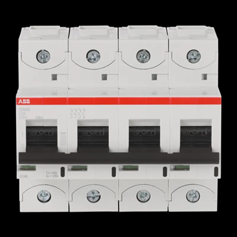 The S804S-C25 is a 4-pole High Performance Circuit breaker with C-characteristic, with cage terminal and a rated current of 25 A. It is a current limiting device with a maximum breaking capacity of 50kA at 240/415V. It can be used for voltages up to 400/690V and in DC as well. It has two different tripping mechanisms, the thermal tripping mechanism for overload protection and the electromechanic tripping mechanism for short circuit protection. The S804S-C25 complies with IEC/EN 60898-1 and IEC/EN 60947-2 and allows the use for residential, commercial and industrial applications. It has numerous of approvals, therefore it can be used worldwide. The extensive range of accessory makes the use of S804S-C25 more comfortable. Due to the fast arc extinction of S804S-C25 your application will be secured.