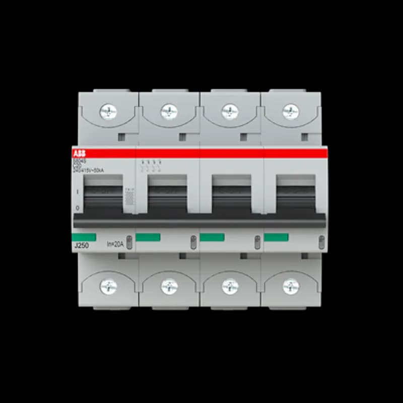 The S804S-C20 is a 4-pole High Performance Circuit breaker with C-characteristic, with cage terminal and a rated current of 20 A. It is a current limiting device with a maximum breaking capacity of 50kA at 240/415V. It can be used for voltages up to 400/690V and in DC as well. It has two different tripping mechanisms, the thermal tripping mechanism for overload protection and the electromechanic tripping mechanism for short circuit protection. The S804S-C20 complies with IEC/EN 60898-1 and IEC/EN 60947-2 and allows the use for residential, commercial and industrial applications. It has numerous of approvals, therefore it can be used worldwide. The extensive range of accessory makes the use of S804S-C20 more comfortable. Due to the fast arc extinction of S804S-C20 your application will be secured.