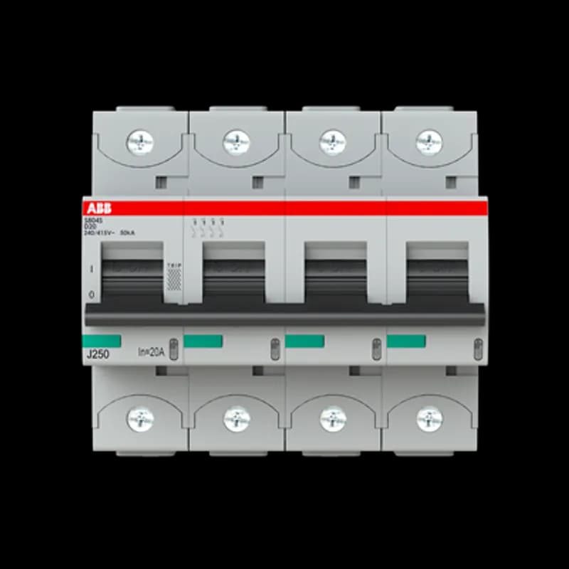 The S804S-D20 is a 4-pole High Performance Circuit breaker with D-Characteristic, with cage terminal and a rated current of 20 A. It is a current limiting device with a maximum breaking capacity of 50kA at 240/415V. It can be used for voltages up to 400/690V and in DC as well. It has two different tripping mechanisms, the thermal tripping mechanism for overload protection and the electromechanic tripping mechanism for short circuit protection. The S804S-D20 complies with IEC/EN 60898-1 and IEC/EN 60947-2 and allows the use for residential, commercial and industrial applications. It has numerous of approvals, therefore it can be used worldwide. The extensive range of accessory makes the use of S804S-D20 more comfortable. Due to the fast arc extinction of S804S-D20 your application will be secured.