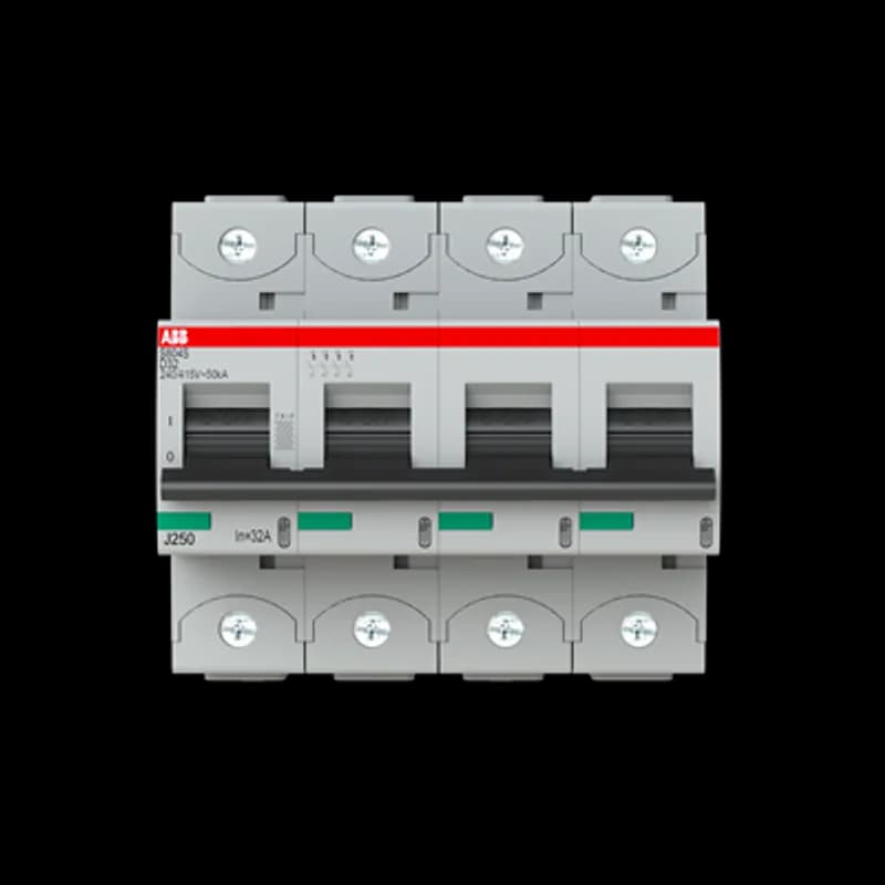 The S804S-D32 is a 4-pole High Performance Circuit breaker with D-Characteristic, with cage terminal and a rated current of 32 A. It is a current limiting device with a maximum breaking capacity of 50kA at 240/415V. It can be used for voltages up to 400/690V and in DC as well. It has two different tripping mechanisms, the thermal tripping mechanism for overload protection and the electromechanic tripping mechanism for short circuit protection. The S804S-D32 complies with IEC/EN 60898-1 and IEC/EN 60947-2 and allows the use for residential, commercial and industrial applications. It has numerous of approvals, therefore it can be used worldwide. The extensive range of accessory makes the use of S804S-D32 more comfortable. Due to the fast arc extinction of S804S-D32 your application will be secured.