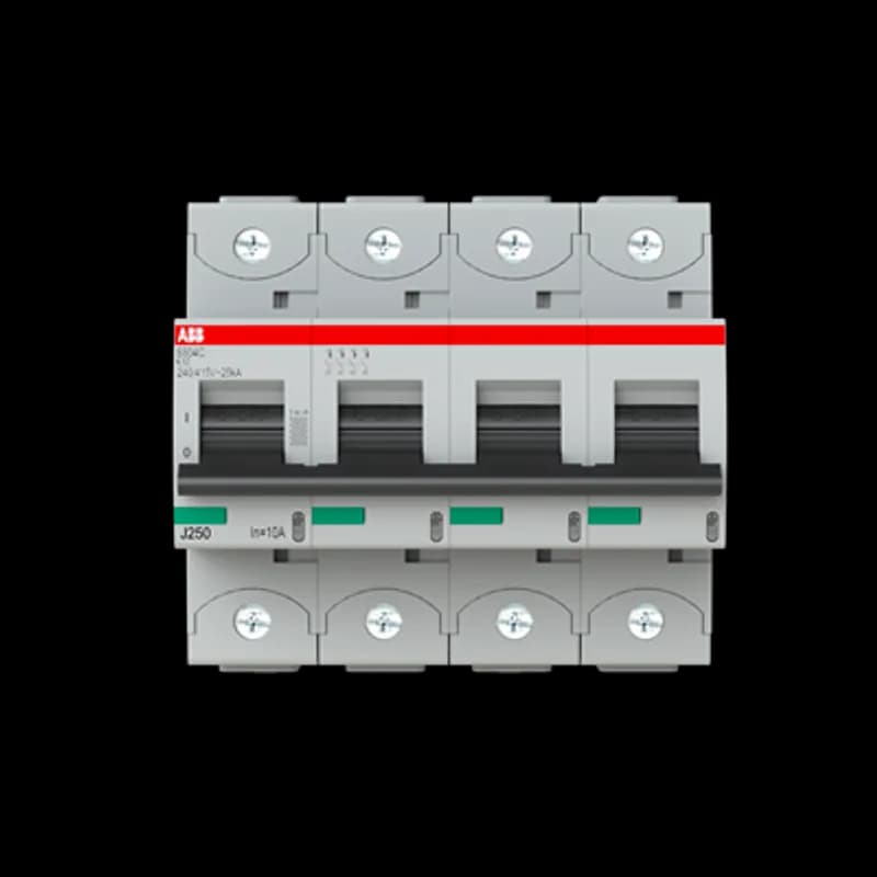 The S804S-K10 is a 4-pole High Performance Circuit breaker with K-Characteristic, with cage terminal and a rated current of 10 A. It is a current limiting device with a maximum breaking capacity of 50kA at 240/415V. It can be used for voltages up to 400/690V and in DC as well. It has two different tripping mechanisms, the thermal tripping mechanism for overload protection and the electromechanic tripping mechanism for short circuit protection. The S804S-K10 complies with IEC/EN 60898-1 and IEC/EN 60947-2 and allows the use for residential, commercial and industrial applications. It has numerous of approvals, therefore it can be used worldwide. The extensive range of accessory makes the use of S804S-K10 more comfortable. Due to the fast arc extinction of S804S-K10 your application will be secured.