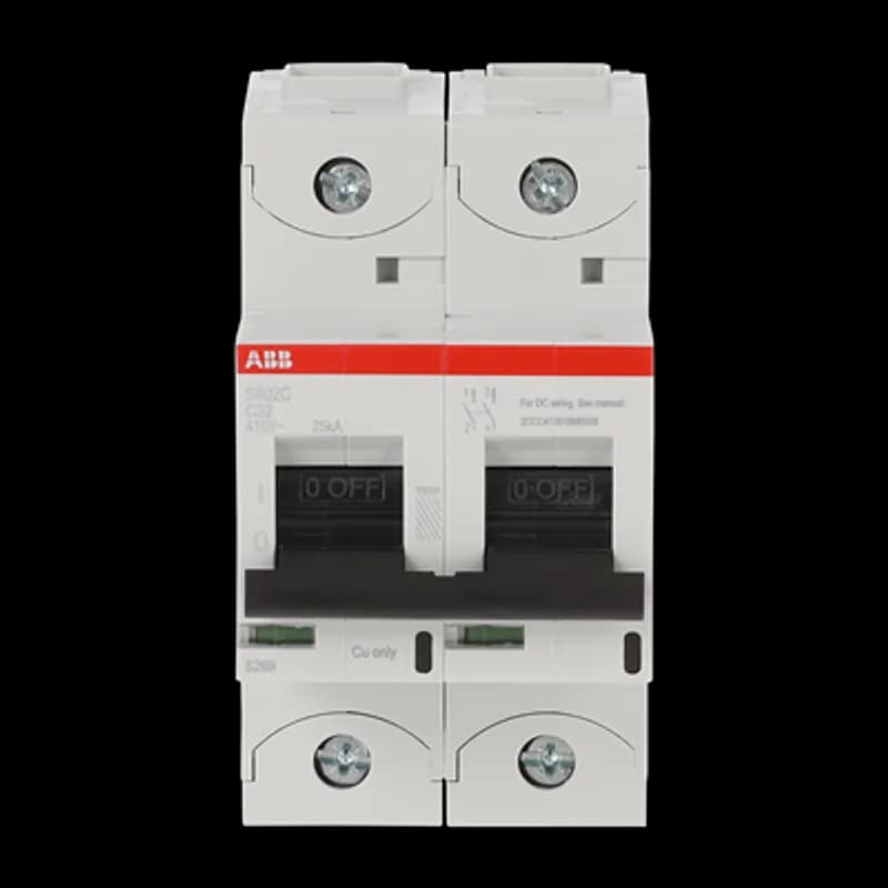 The S802C-C32 is a 2-pole High Performance Circuit breaker with C-characteristic, with cage terminal and a rated current of 32 A. It is a current limiting device with a maximum breaking capacity of 25kA at 240/415V. It can be used for voltages up to 254/440V and in DC as well. It has two different tripping mechanisms, the thermal tripping mechanism for overload protection and the electromechanic tripping mechanism for short circuit protection. The S802C-C32 complies with IEC/EN 60898-1 and IEC/EN 60947-2 and allows the use for residential, commercial and industrial applications. It has numerous of approvals, therefore it can be used worldwide. The extensive range of accessory makes the use of S802C-C32 more comfortable. Due to the fast arc extinction of S802C-C32 your application will be secured.