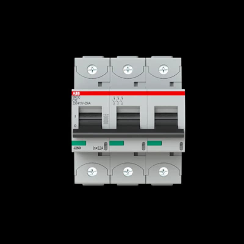 The S803C-C32 is a 3-pole High Performance Circuit breaker with C-characteristic, with cage terminal and a rated current of 32 A. It is a current limiting device with a maximum breaking capacity of 25kA at 240/415V. It can be used for voltages up to 254/440V and in DC as well. It has two different tripping mechanisms, the thermal tripping mechanism for overload protection and the electromechanic tripping mechanism for short circuit protection. The S803C-C32 complies with IEC/EN 60898-1 and IEC/EN 60947-2 and allows the use for residential, commercial and industrial applications. It has numerous of approvals, therefore it can be used worldwide. The extensive range of accessory makes the use of S803C-C32 more comfortable. Due to the fast arc extinction of S803C-C32 your application will be secured.