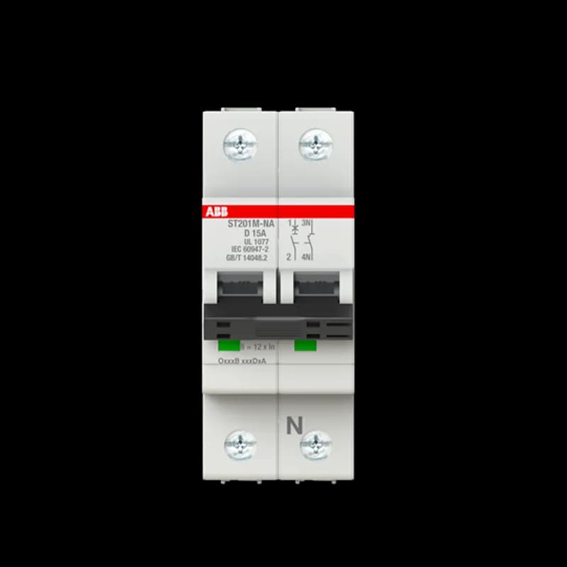 ST201M-D15NA Miniature Circuit Breaker ST201M-D15NA Miniature Circuit Breaker D-Char., 10kA, 15A, 1P+NA