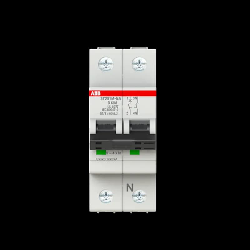 ST201M-B60NA Miniature Circuit Breaker ST201M-B60NA Miniature Circuit Breaker B-Char., 5kA, 60A, 1P+NA
