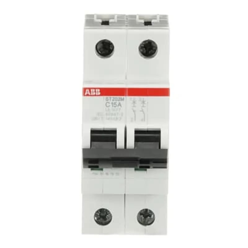 ST202M-C15 Miniature Circuit Breaker ST202M-C15 Miniature Circuit Breaker C-Char., 10kA, 15A, 2P