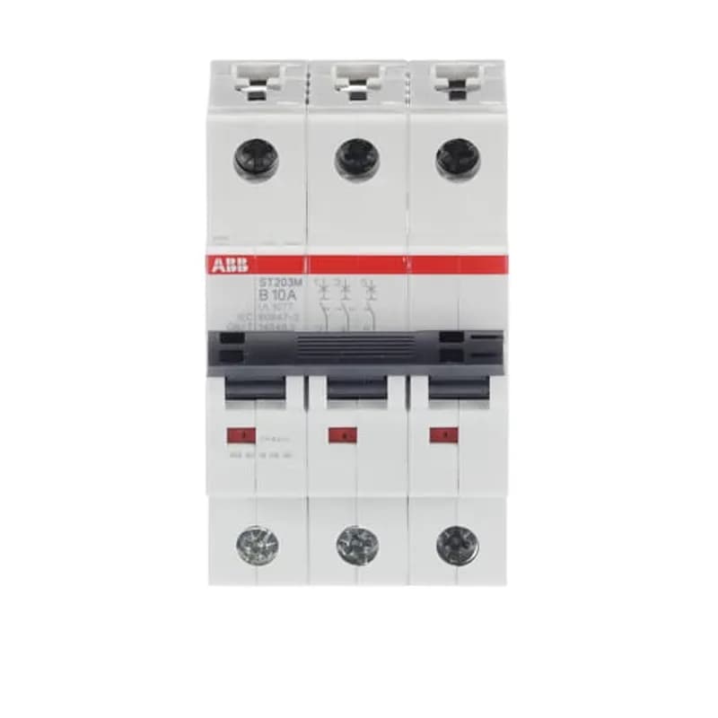 ST203M-B10 Miniature Circuit Breaker ST203M-B10 Miniature Circuit Breaker B-Char., 10kA, 10A, 3P