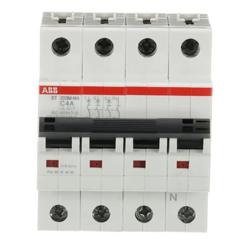 ABB - Electrification ST203M-C4NA - ST203M-C4NA Miniature Circuit Breaker ST203M-C4NA Miniature Circuit Breaker C-Char., 10kA, 4A, 3P+NA