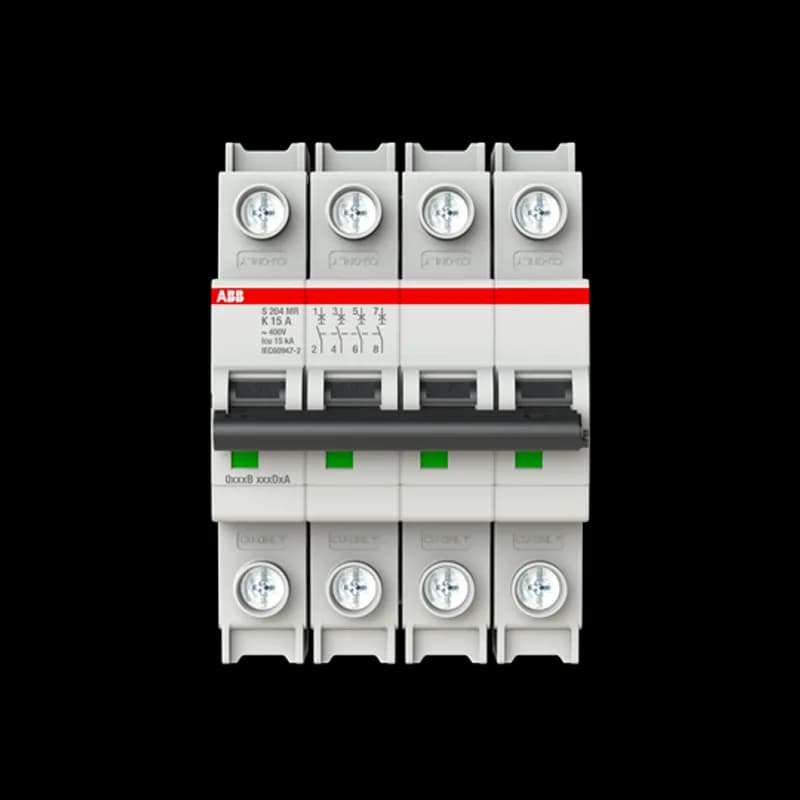 S204MR-K15 MCB K-Char., 10kA, 15A, 4P, RTT UL 1077, Ring Cable Lug