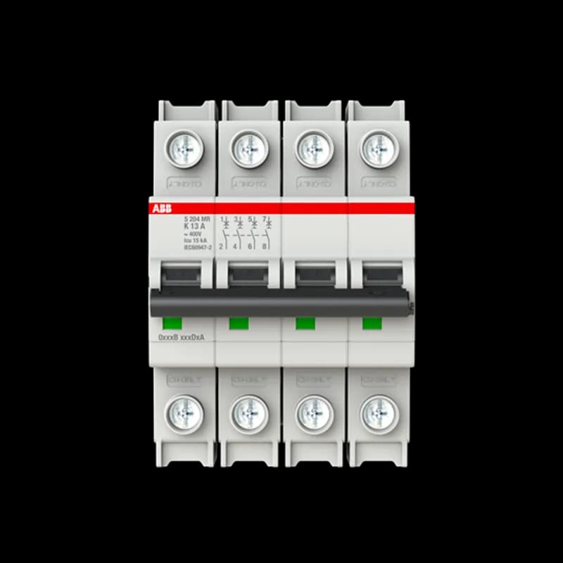 S204MR-K13 MCB K-Char., 10kA, 13A, 4P, RTT UL 1077, Ring Cable Lug