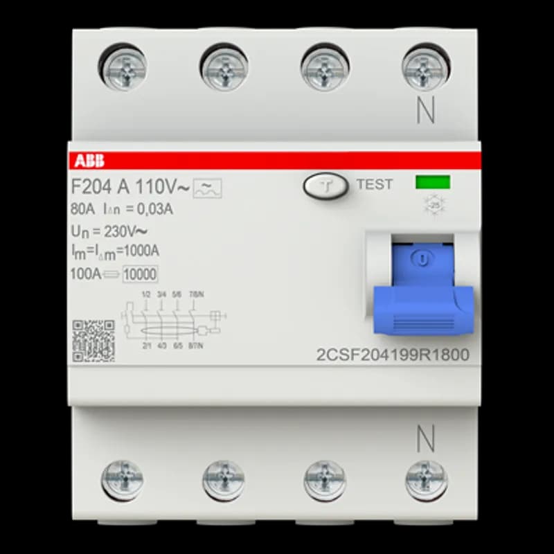 The RCCBs F200 series assures protection against the effects of sinusoidal alternating and direct pulsating earth fault currents, protection, against indirects contacts and additional protection against direct (with sensitivity = 30 mA) contacts. Applications: residential, commercial, industrial. This particular serias has the minimum operating voltage of test buttom 0f 110V and it is suitable for application at 230V.