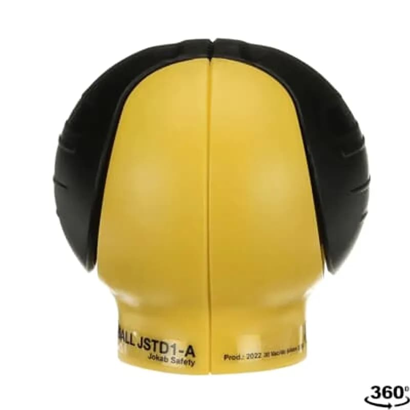 JSTD1-A Safeball, 1NO + 1NC, 2 m cable (4 leads). Ergonomic design with several grip possibilities and low activation force (approx. 2N) and flexible mounting options. Provides highest level of safety for use in two hand control applications when using two Safeballs in conjunction with appropriate safety relay or Pluto Safety PLC. Maximum load of 30VDC, 2A resistive, IP67 protection degree, plastic body.