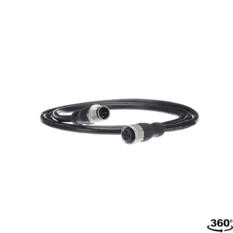 ABB - Electrification 2TLA020056R2000 - Shielded cable with straight M12-5 male and female connectors. 5x0.34 mm2. Shield connected to pin 3 (0V) on male connector. Black PVC. 1 meter.