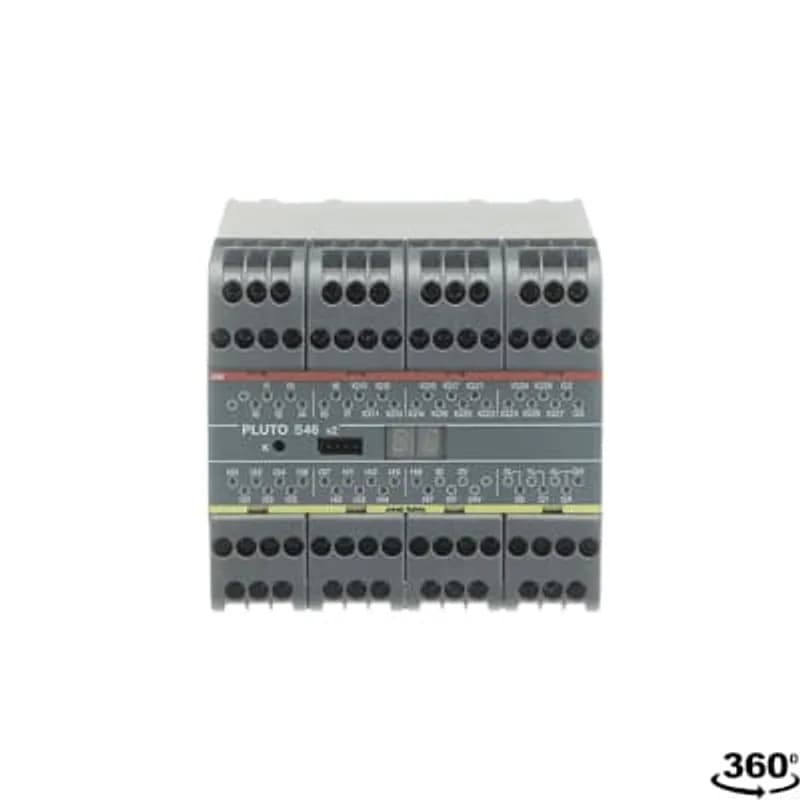 Safety PLC. Totally 46 I/O: 24 failsafe inputs + 16 non-failsafe outputs/failsafe inputs + 4 individually failsafe relay outputs + 2 individually failsafe transistor outputs. (Without Pluto safety bus)