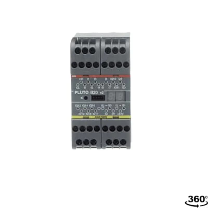 Safety PLC with Pluto safety bus. Totally 20 I/O: 8 failsafe inputs + 8 non-failsafe outputs/failsafe inputs + 2 individually failsafe relay outputs + 2 individually failsafe transistor outputs.