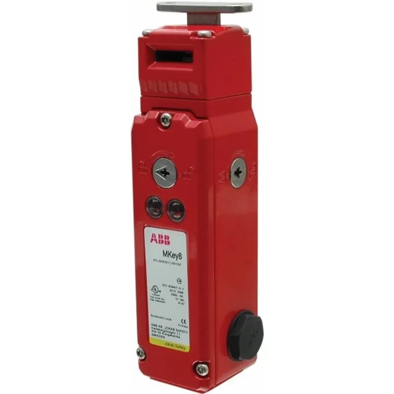 ABB - Electrification 2TLA050011R2132 - Mechanical Solenoid Safety interlock switch, die cast housing and head, spring lock (power to unlock), 2000N holding force. 24VDC coil, 2NC+ 1NO(locked)+2NC+ 1NO (actuator inserted). QC M23 quick connect. Delivered with standard key.