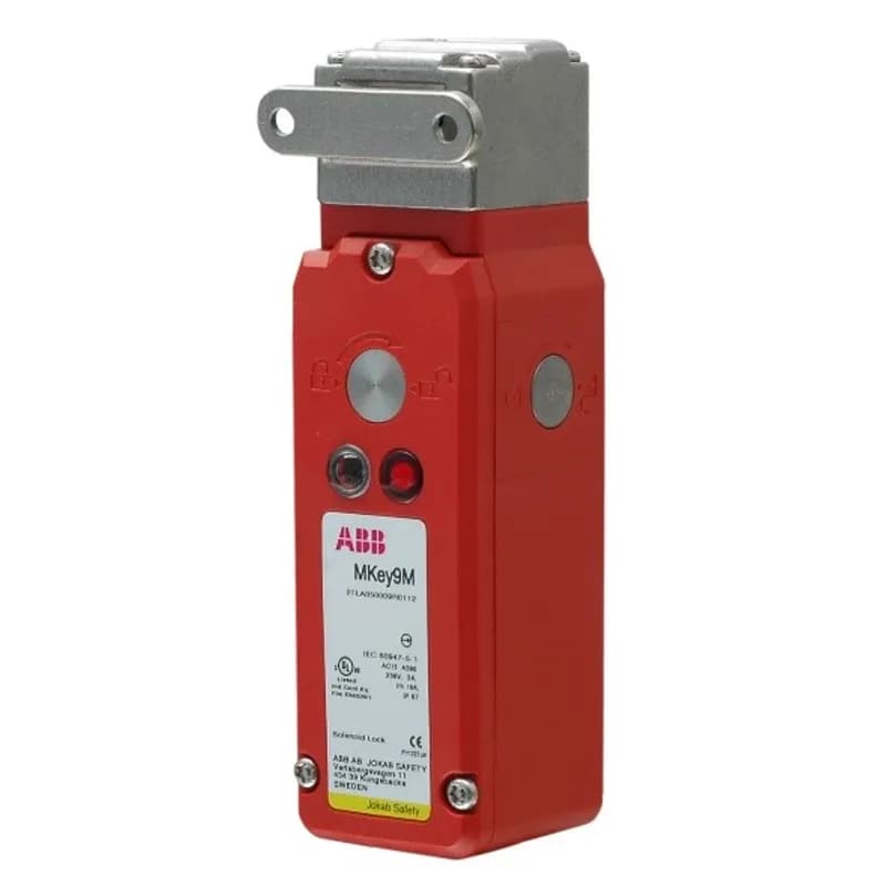 Mechanical Solenoid Safety interlock switch, rugged polyester housing and stainlesss steel head, electro-magnetic lock (power to lock), 1800N holding force. 24VDC coil, 2NC+ 1NO(locked)+2NC+ 1NO (actuator inserted). 1x 1/2NPT conduit entry. Delivered with no key.